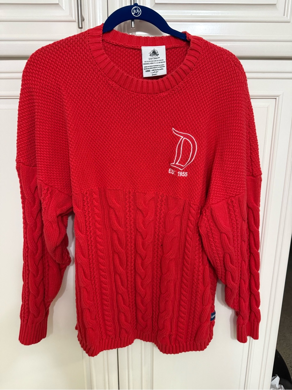 Unisex Disney Red Cable-Knit Crewneck sweater/spirit jersey